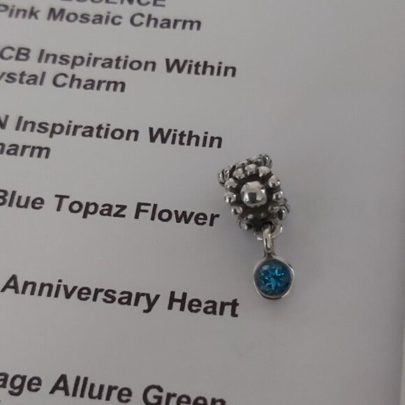 Authentic PANDORA *RETIRED*& RARE SS Blue Topaz Flower Daisy Dangle 790386TPP - Picture 12 of 16